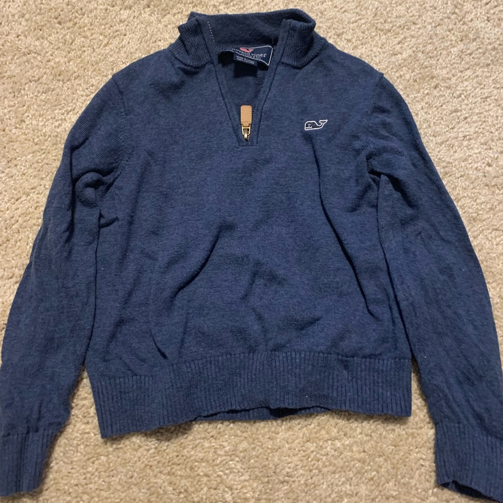 Boys vineyard vines blue half zip sweater